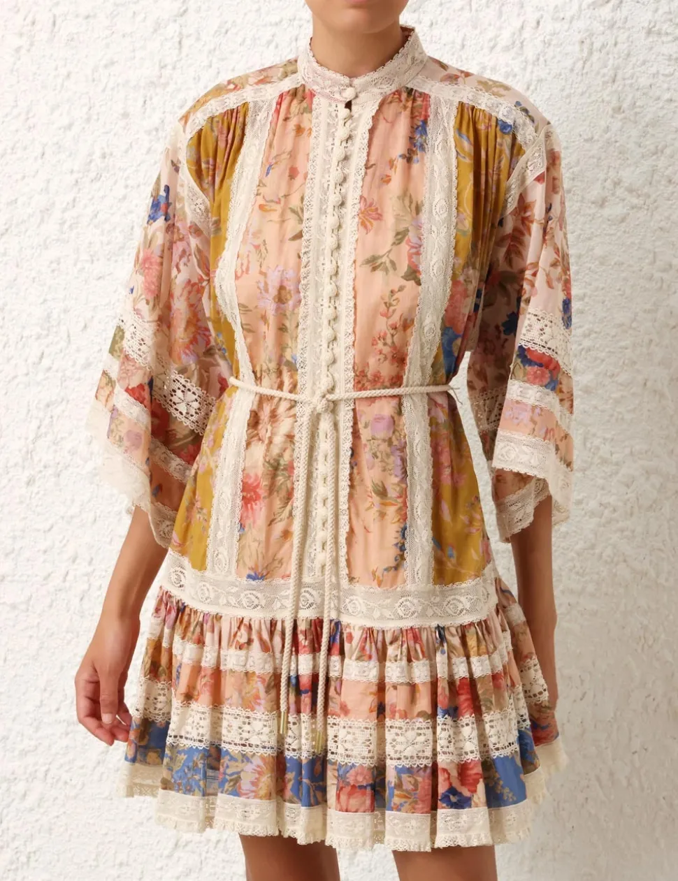 August Lace Trimmed Mini Dress