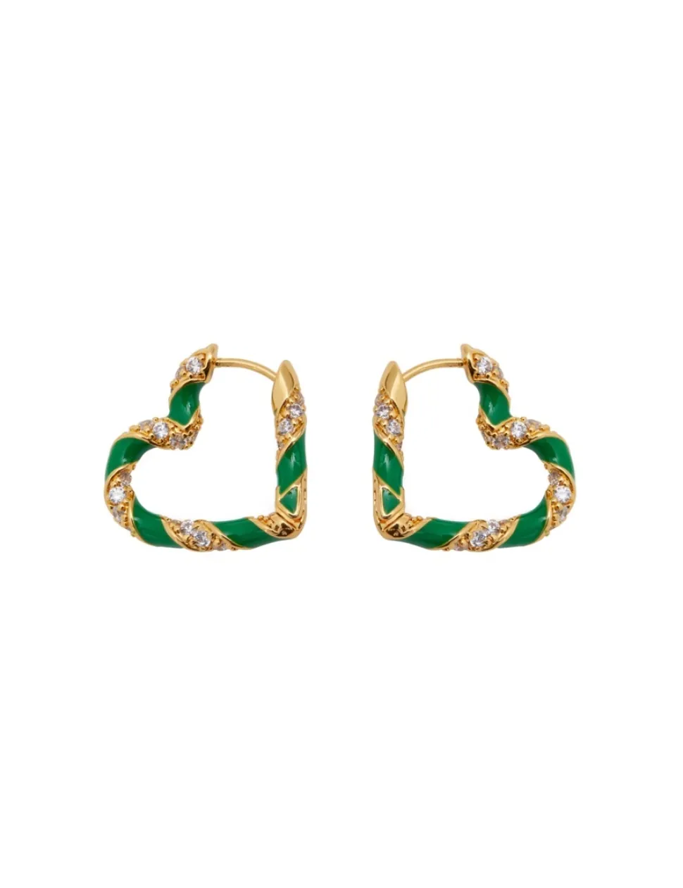 Candy Stripe Pave Heart Hoops