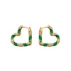 Candy Stripe Pave Heart Hoops