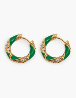 Candy Stripe Pave Hoops