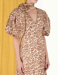 Tie Neck Midi Dress