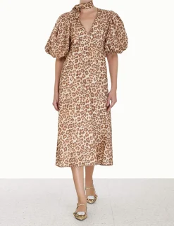 Tie Neck Midi Dress