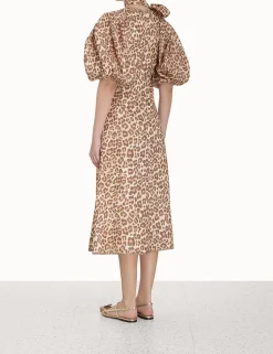 Tie Neck Midi Dress
