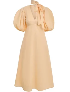 Tie Neck Midi Dress